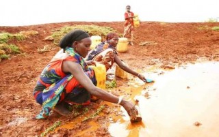 desigualdad entre pobres y ricos -mujer tomando agua de charco