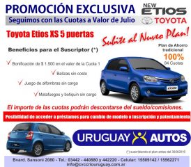 Placa promo Etios  Uruguay Autos AGO 2016